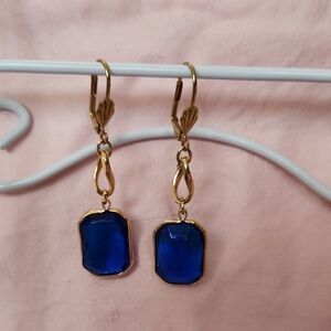 Elegant Gold and Blue Drop Earrings